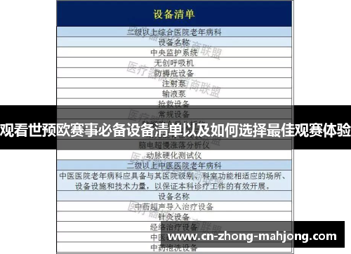 观看世预欧赛事必备设备清单以及如何选择最佳观赛体验